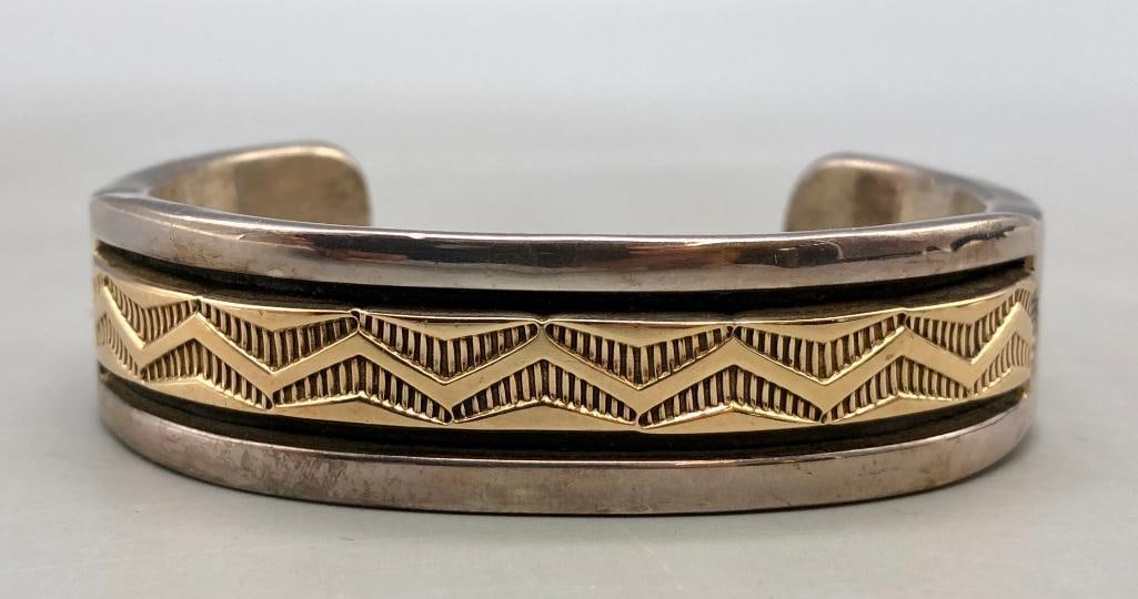 Hefty Sterling Silver And Gold Bracelet By Bruce Morgan (1 of 9)