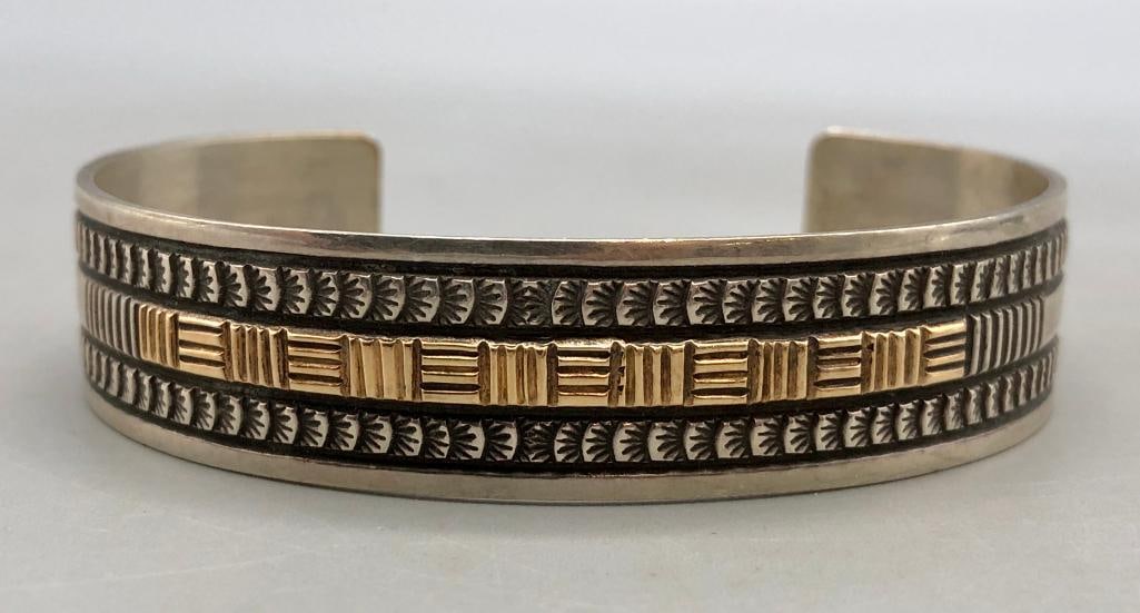 14K Gold And Sterling Silver Bracelet By Harold J. (1 of 9)