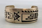 Kachina Themed Hopi Sterling Silver Overlay Bracelet