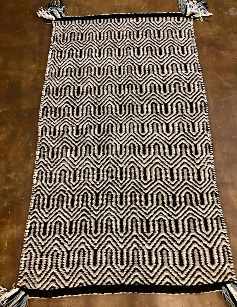 Vintage Twill Weave Double Saddle Blanket: Available here for your consideration is a vintage twill weave double saddle blanket. This double saddle blanket is woven in an interesting geometric twill of thick brown, gray and white wool. There a