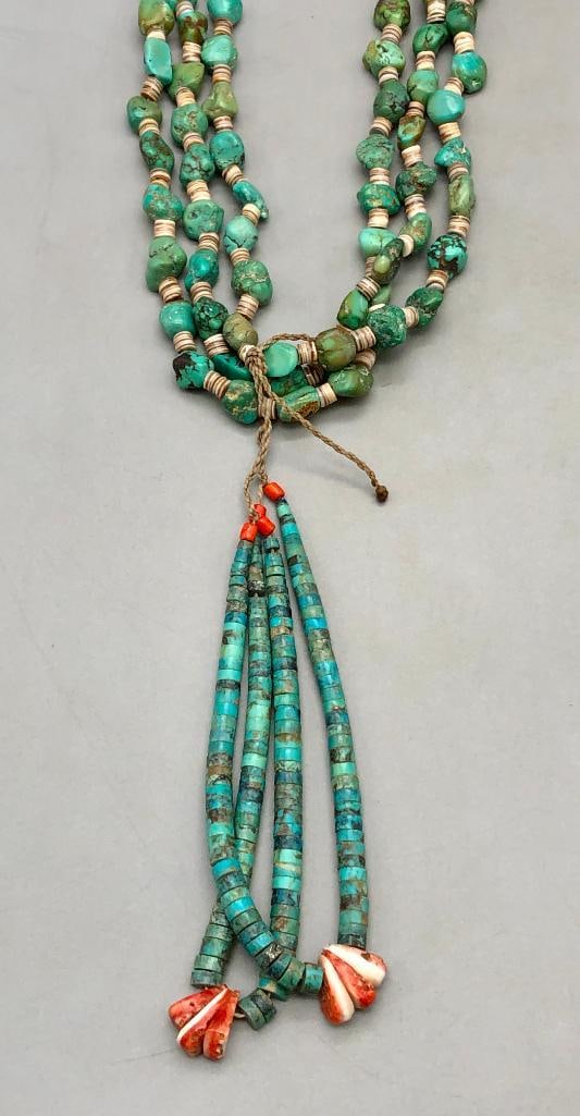 Three Strand Turquoise And Heishi Necklace With Joclas (1 of 10)