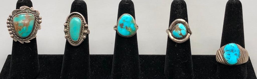 Five Vintage Turquoise Rings (1 of 8)