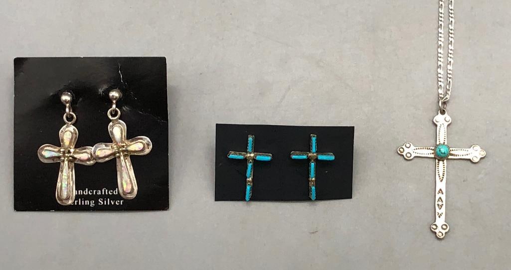 Two Pair Cross Earrings And Cross Pendant (1 of 13)