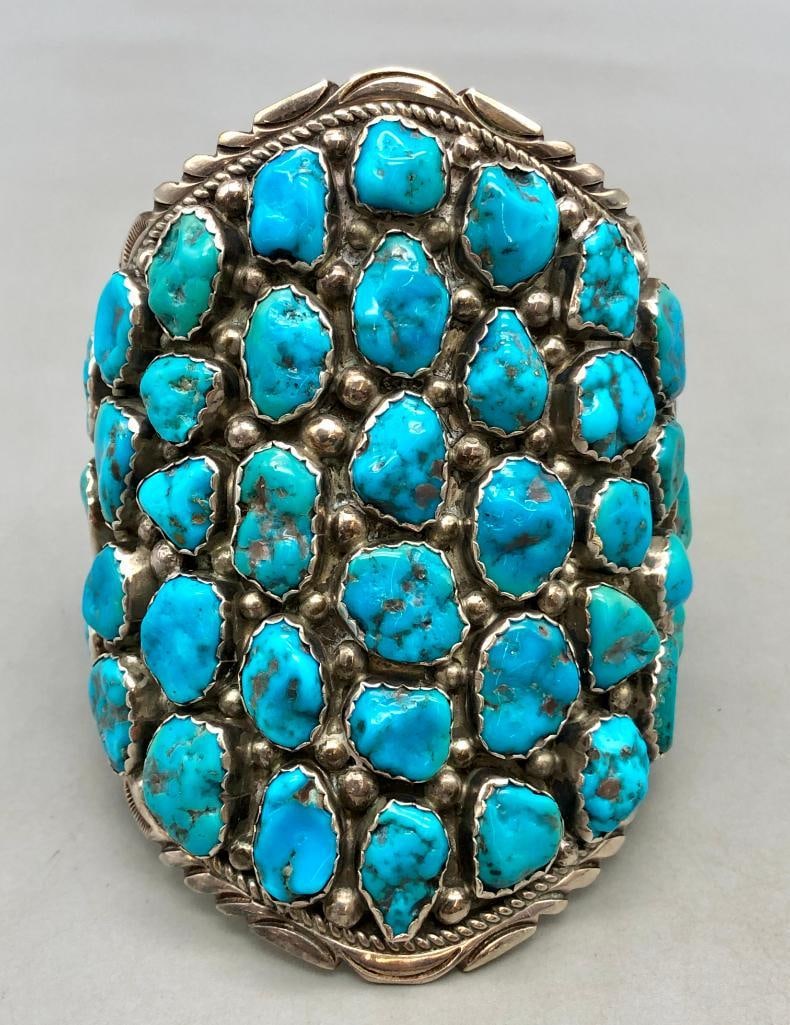 Massive Forty-Eight Stone Turquoise Cluster Bracelet (1 of 10)