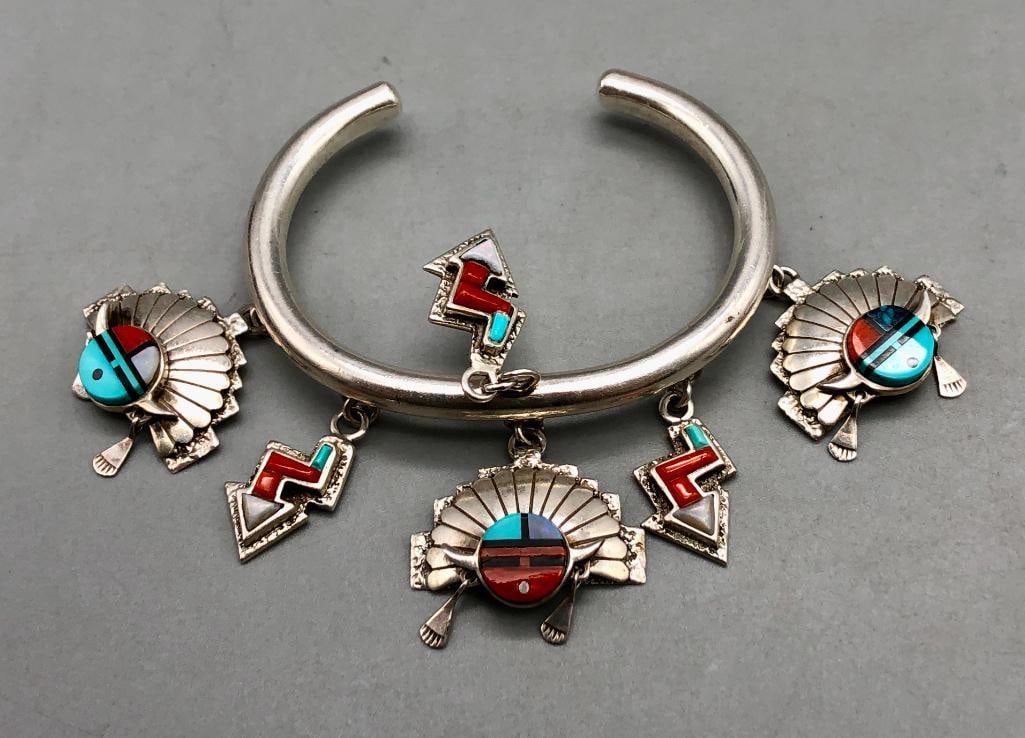 Sunface Inlay Charm Bracelet By Wilbert Manning (1 of 11)