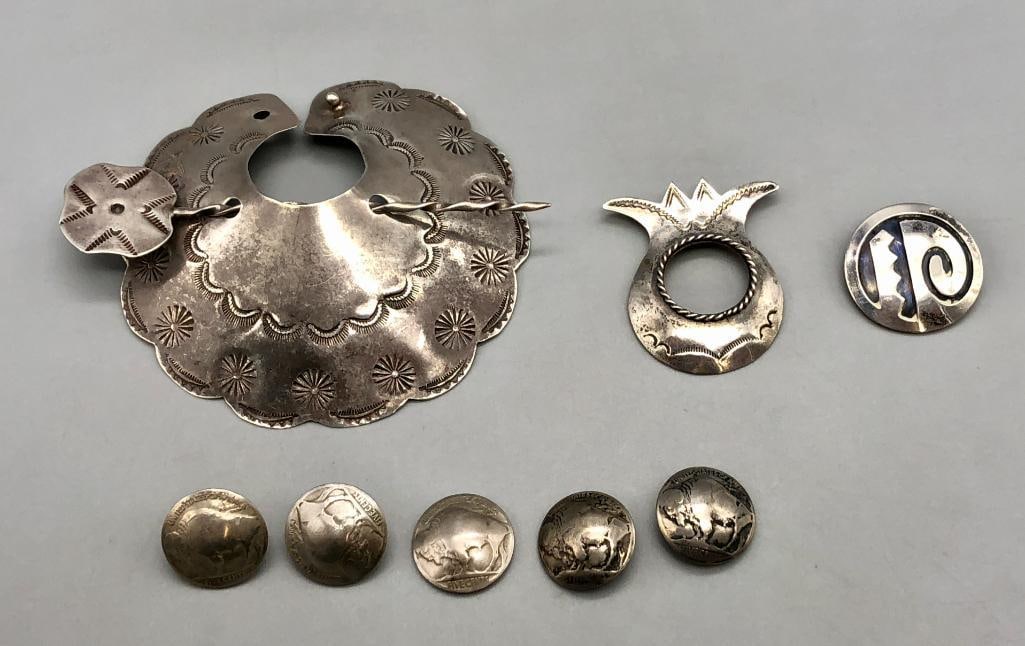 Sterling Silver Hair Piece, Pins, And Buttons (1 of 15)