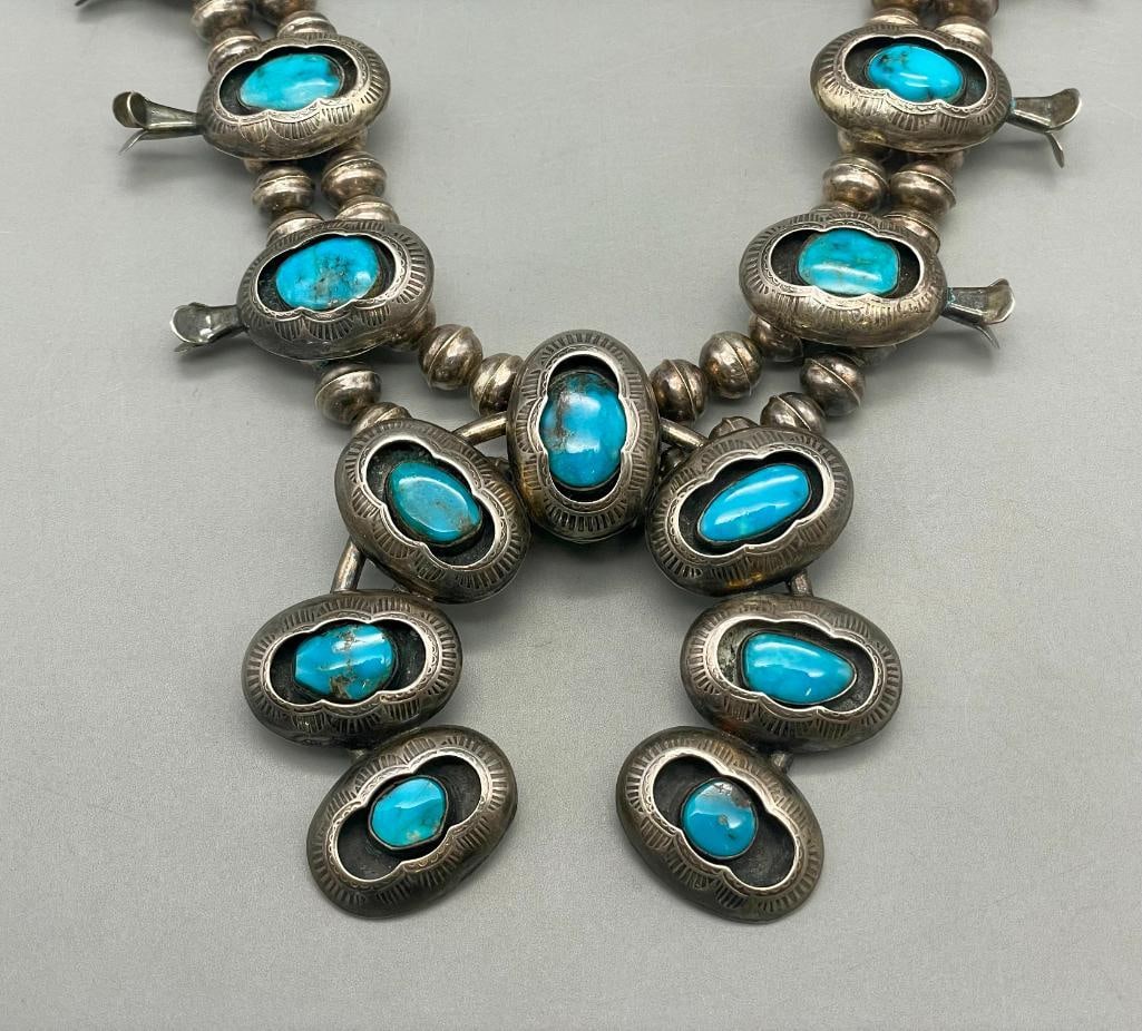 17 Stone Turquoise Shadow Box Style Necklace (1 of 13)