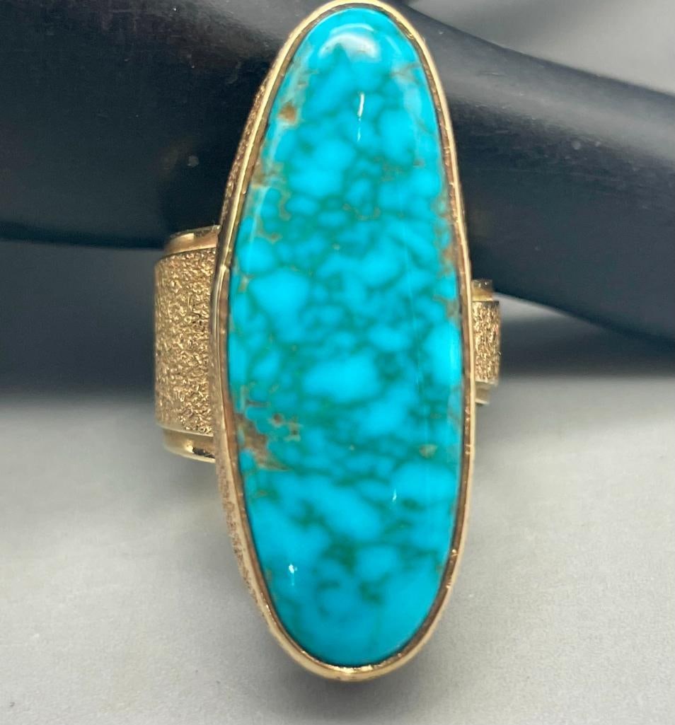 14 Kt Gold And Turquoise Ring By Lee Yazzie (1 of 9)