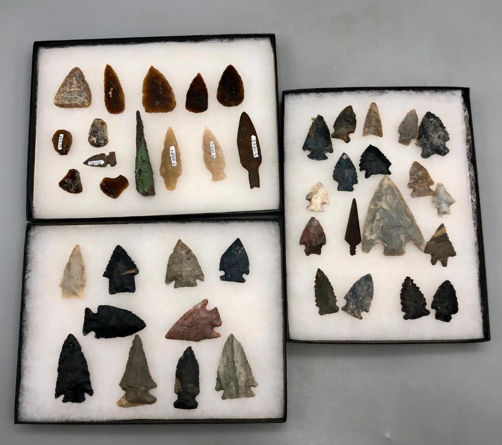 Three Framed Displays of Miscellaneous Arrowheads (1 of 9)
