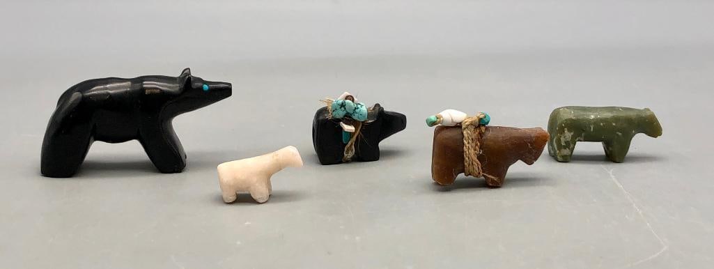 Five Vintage Hand Carved Bear Fetishes (1 of 11)