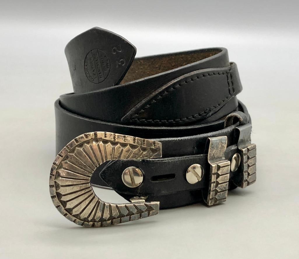 Ranger Belt Buckle Set By Kenneth Bill: Available for your consideration is a Ranger belt buckle set by Kenneth Bill. This buckle set includes the buckle, two keepers and the unusual rounded and elongated belt tip. The belt buckle set is ac