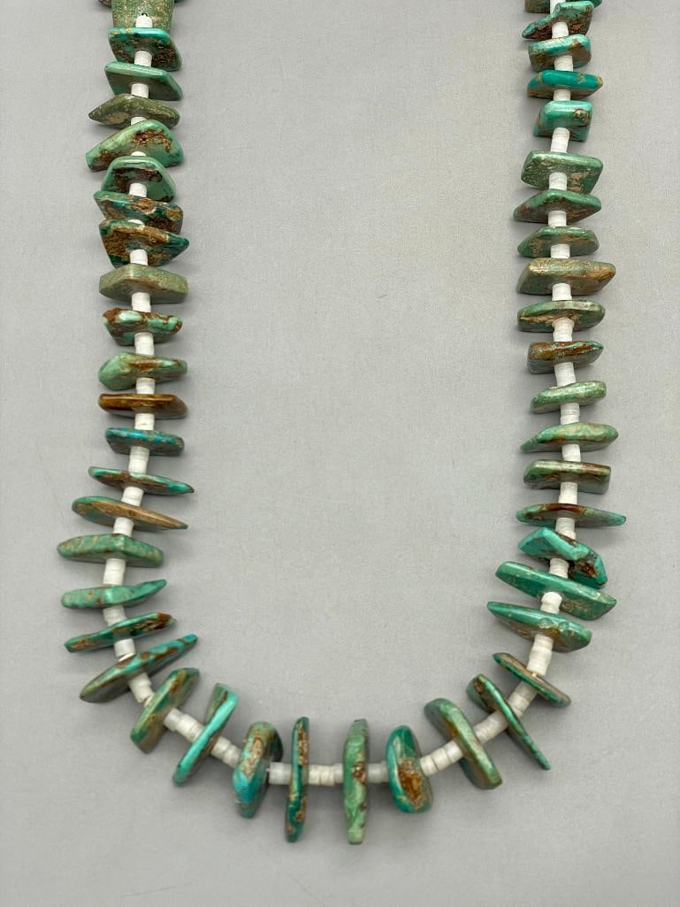 Turquoise Slab Bead And Heishi Necklace (1 of 14)