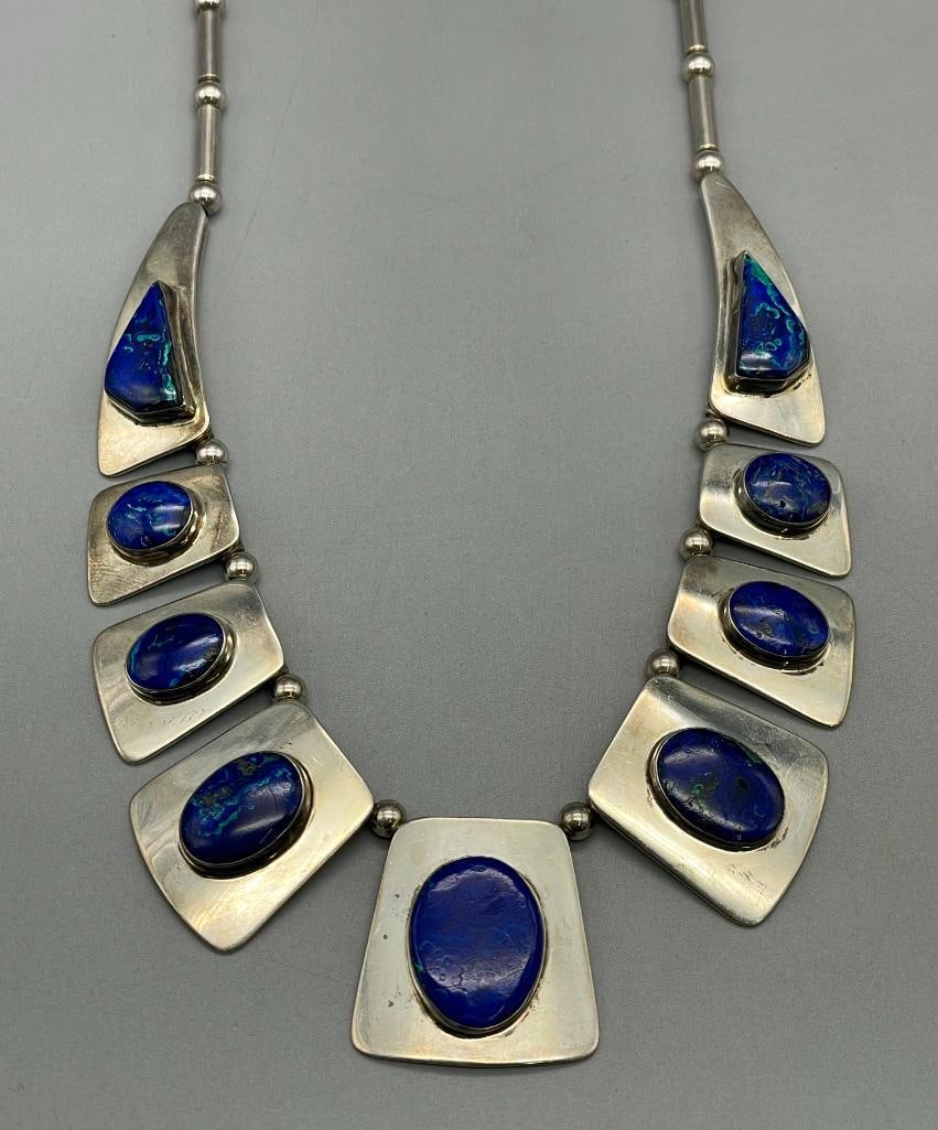 Sterling Silver And Azurite Necklace By Carlos Diaz (1 of 10)