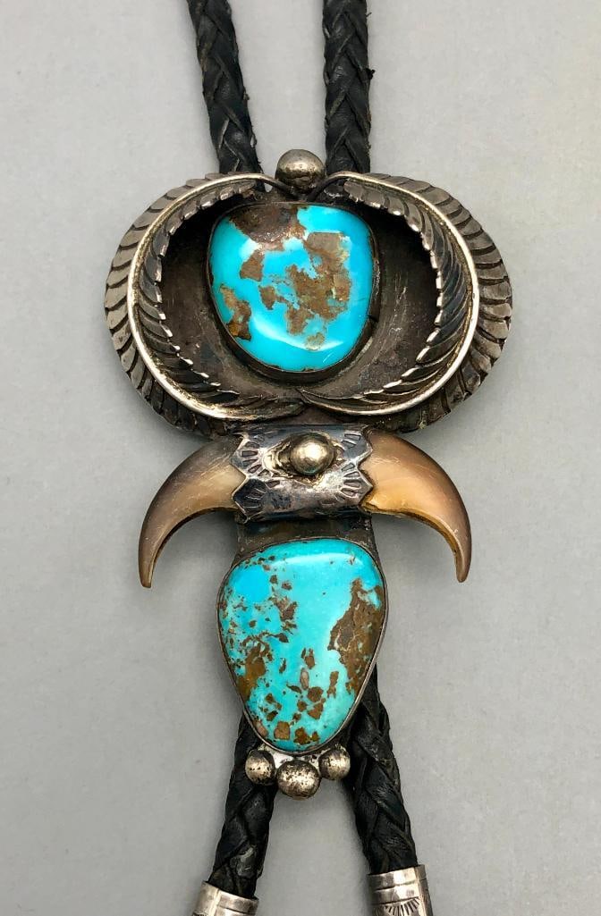 Vintage Turquoise And Claw Bolo Tie (1 of 13)