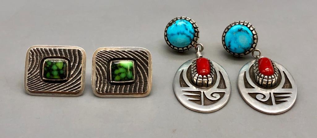 Two Pair of Nice Native American Earrings (1 of 8)