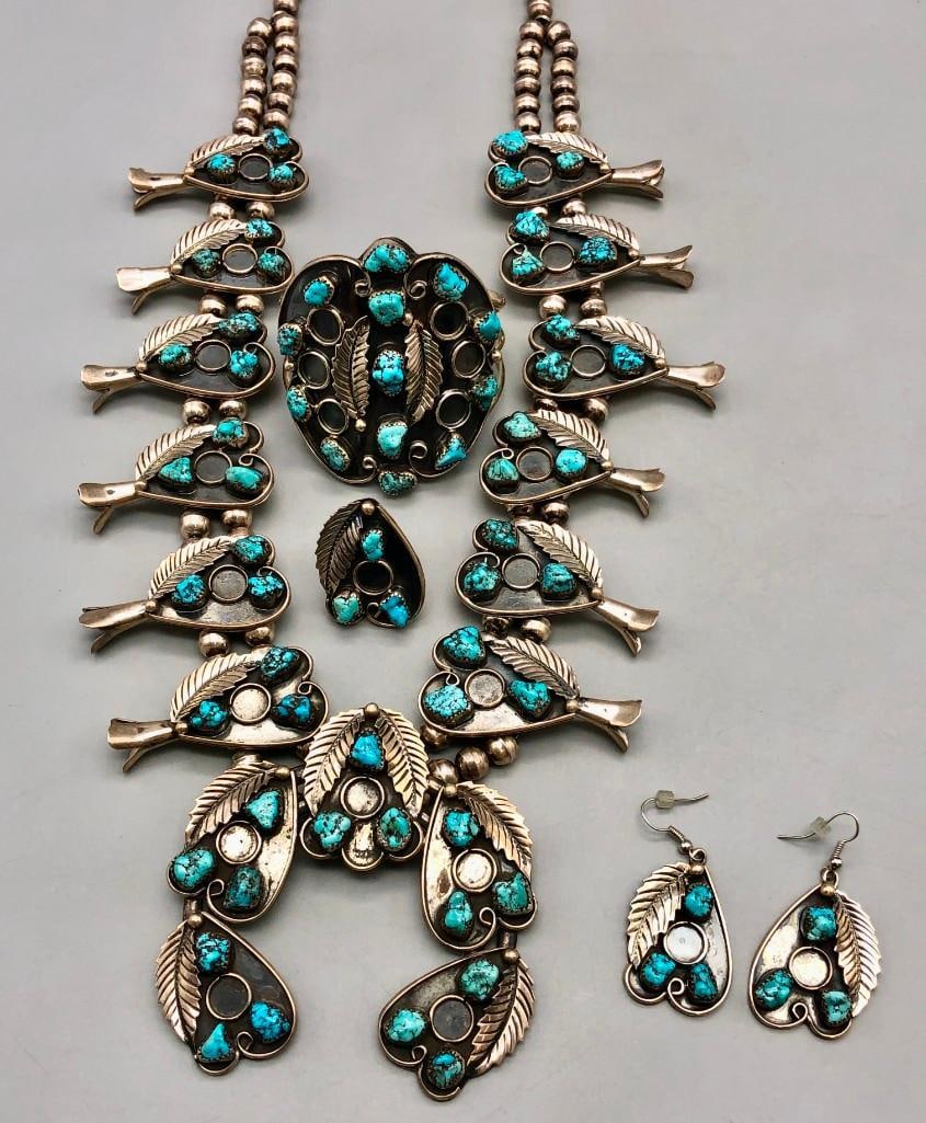 Vintage Turquoise Squash Blossom Set by Paul Preston (1 of 12)