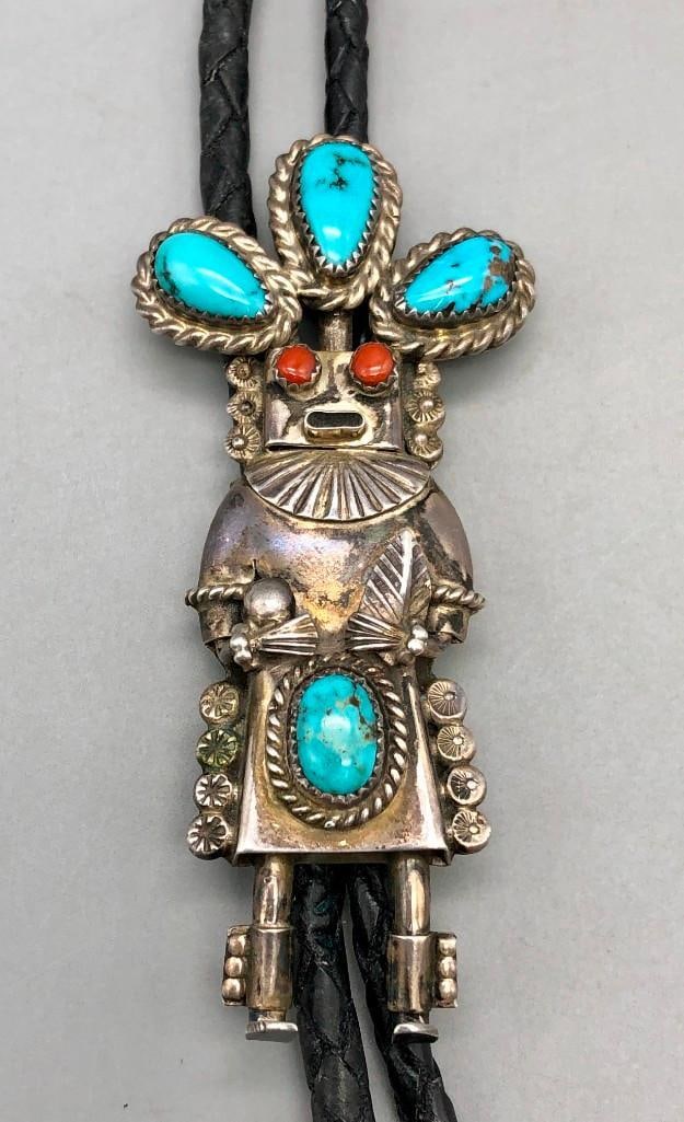 Kachina Theme Bolo With Turquoise And Coral (1 of 10)