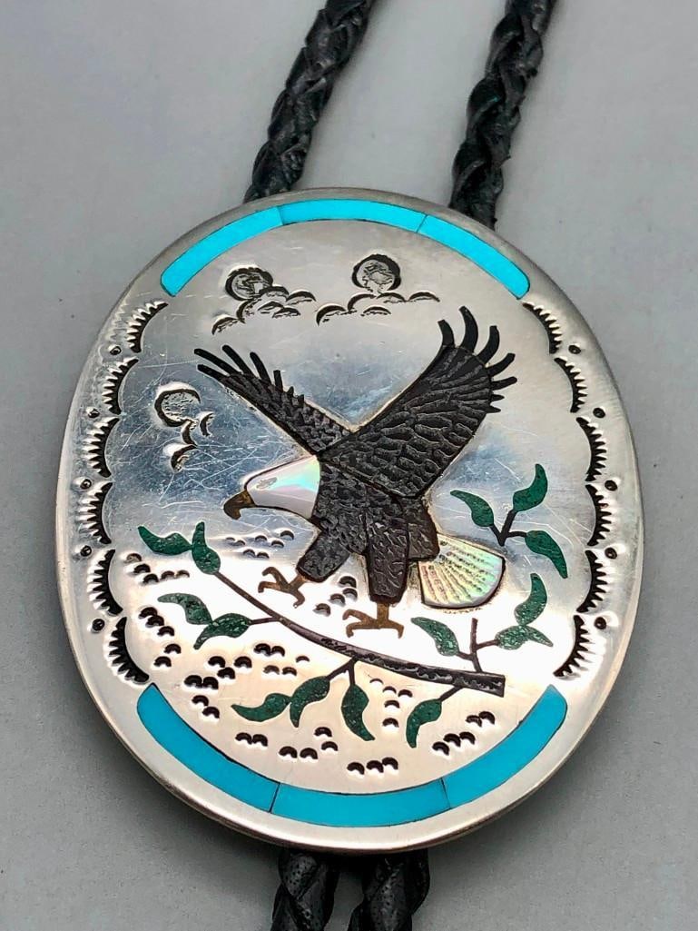 Eagle Themed Inlay Bolo Tie (1 of 8)