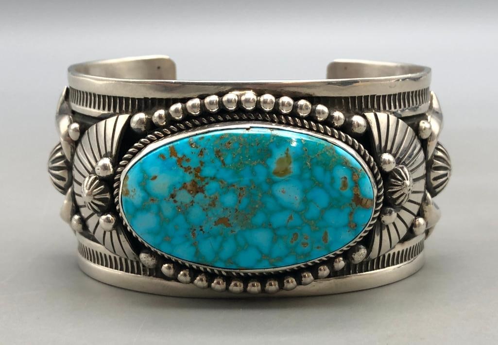 Nice Webbed Turquoise Bracelet By Albert Jake (1 of 9)