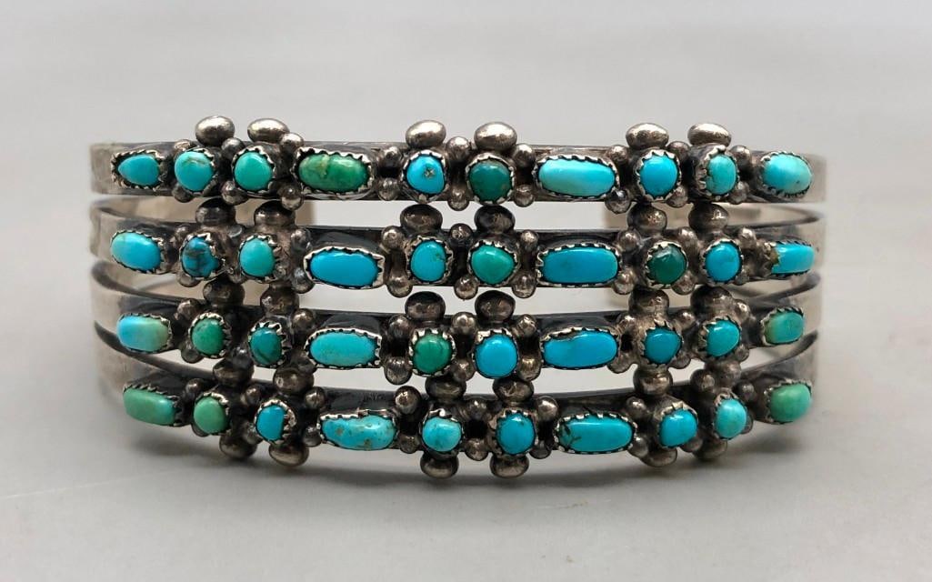 Four Row Dot-Dash Turquoise Bracelet (1 of 8)