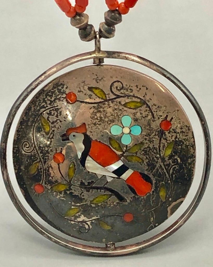 Zuni Spinner with Coral Beads Necklace by Sammy and Esther Guardian (1 of 10)