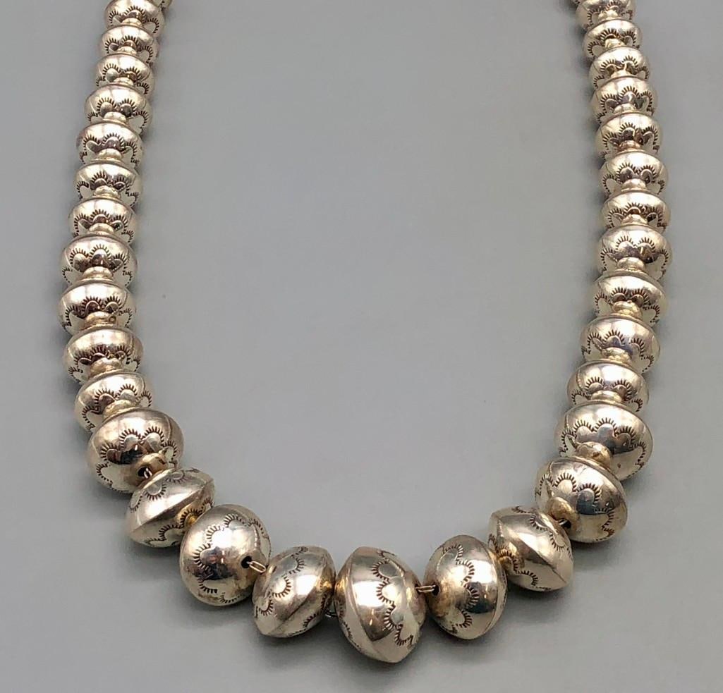 Stamped Sterling Silver Graduated Bead Necklace (1 of 10)