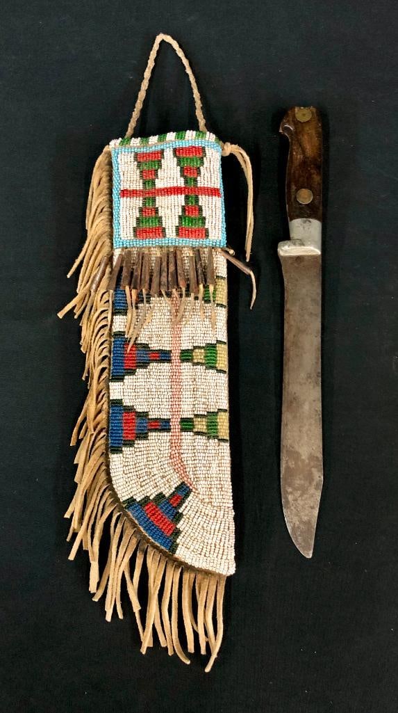 Antique Beaded Knife Sheath With Knife (1 of 11)