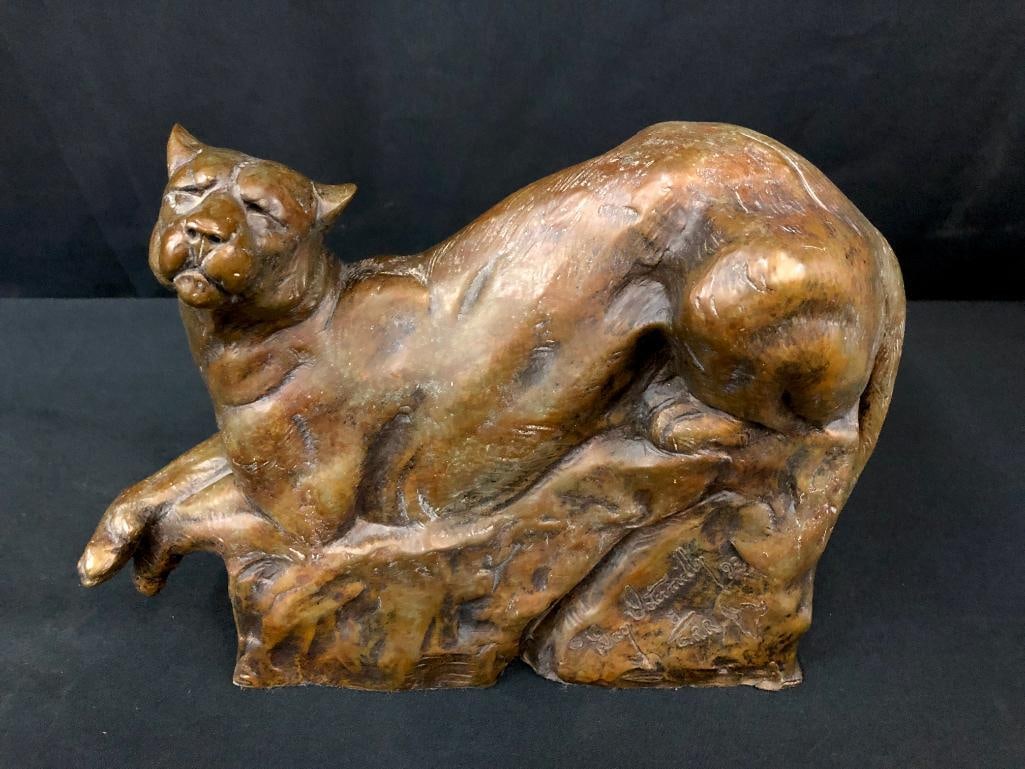 Cougar Bronze For Charlie Russell Riders By Dan Ostermiller: Offered here for your consideration is a cougar bronze for Charlie Russell Riders By Dan Ostermiller. Dan Ostermiller is esteemed for his sculptures of wildlife and this your opportunity to own one of
