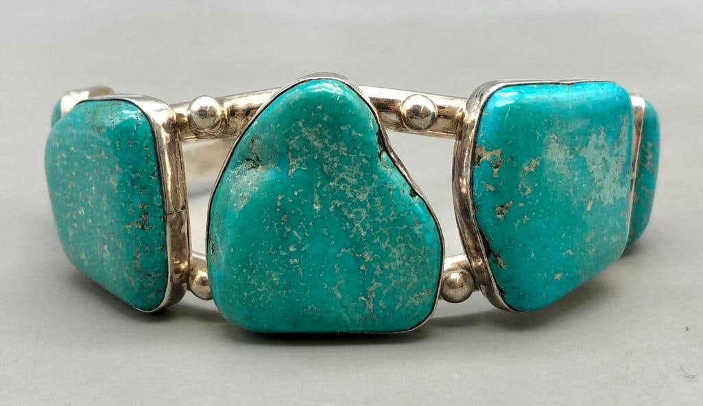 Five Stone Turquoise Bracelet By Manuel Weahkee (1 of 9)