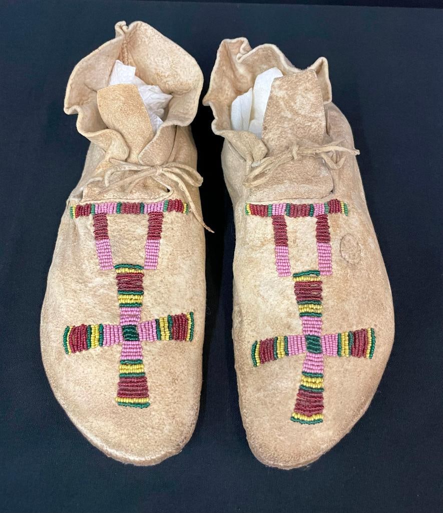 Vintage Beaded Moccasins With Brain Tanned Leather (1 of 8)