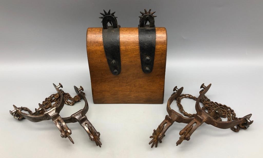 Three Old Pairs Of Buermann Spurs - Eureka, Etc.: Offered here for your consideration are three old pairs of Buermann spurs - Eureka, etc. Buermann Spurs are one of the most famous makers in Cowboy Spur history and they were one of the first to put
