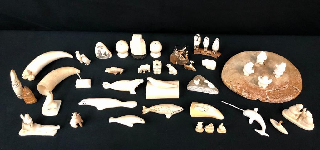 Group Of Alaskan Ivory Carved Items (1 of 15)