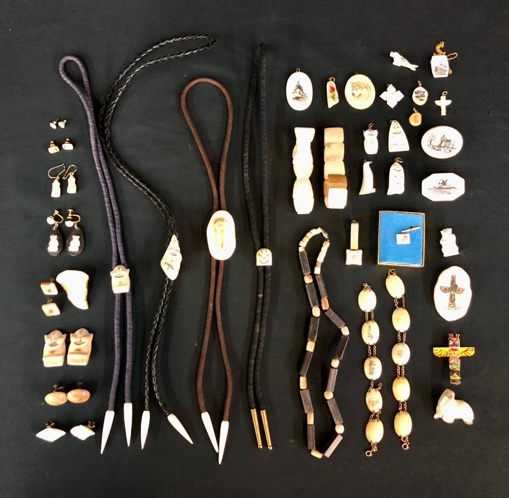 Group of Alaskan Ivory, Etc. Jewelry Items (1 of 18)