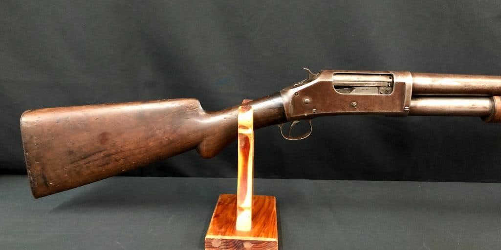 Winchester M 1897 12 Gauge Pump Action Shotgun: Offered here for your consideration is a Winchester Model 1897 pump action shotgun chambered in 12 gauge. It has a steel butt plate and wood stock and fore arm. This would make a perfect home defe