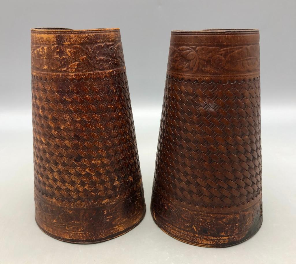 Vintage Pair Visalia Marked Leather Wrist Cuffs (1 of 11)