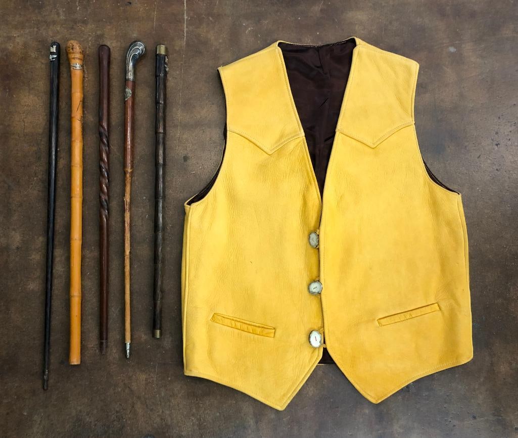 Five Swagger Sticks And Handmade Leather Vest (1 of 12)