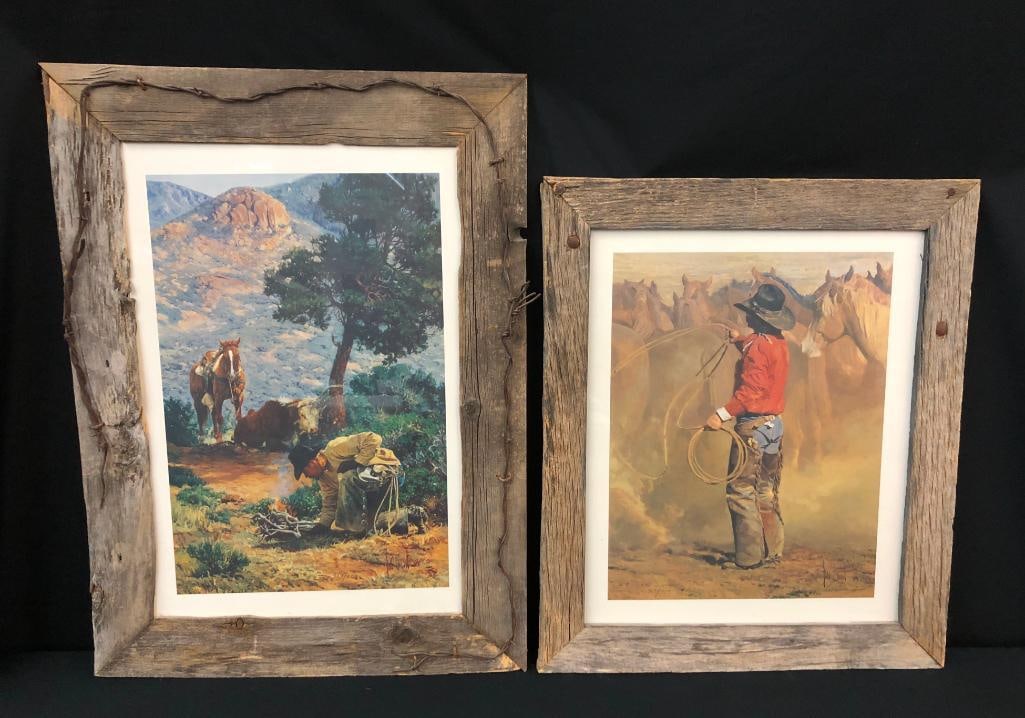 Two Nicely Framed Limited Edition Bill Owen Drawings: Offered here for your consideration are two nicely framed limited edition Bill Owen drawings. Both of these marvelous pieces are limited edition reproductions of Bill's original oil paintings numb