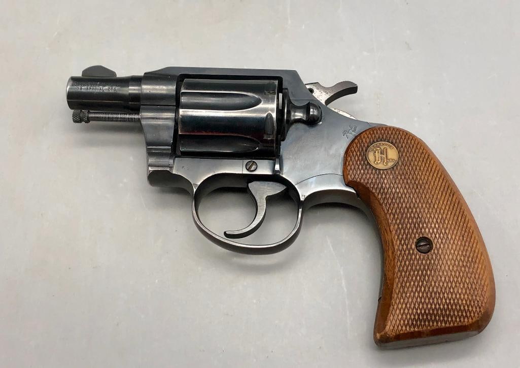 Colt Detective Special .38 Special Revolver.: For your bidding pleasure is a Colt Detective Special revolver chambered in .38 special. It has a blued finish, a 2 inch barrel, and is equipped with Herrett's wood grips. This is an excellent cho