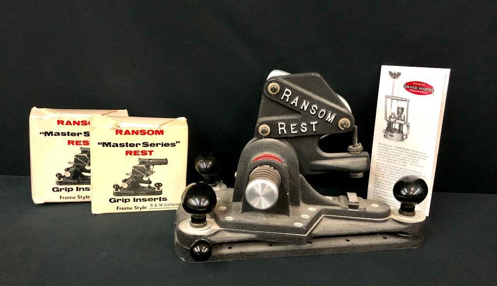 Ransom Grand Master Series Rest: Offered here for your consideration is a Ransom Master Series Handgun rest. These are use for testing the accuracy of a multitude of handguns. There are many grip inserts available for this rest. Incl