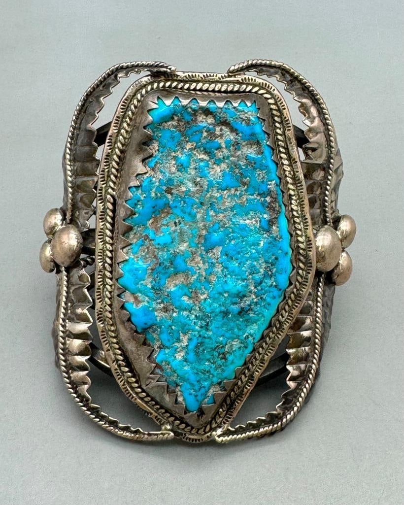 Vintage Large Natural Turquoise Stone Bracelet (1 of 9)
