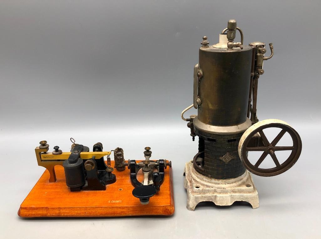 Salesman Sample Steam Engine And Antique Telegraph Key (1 of 10)