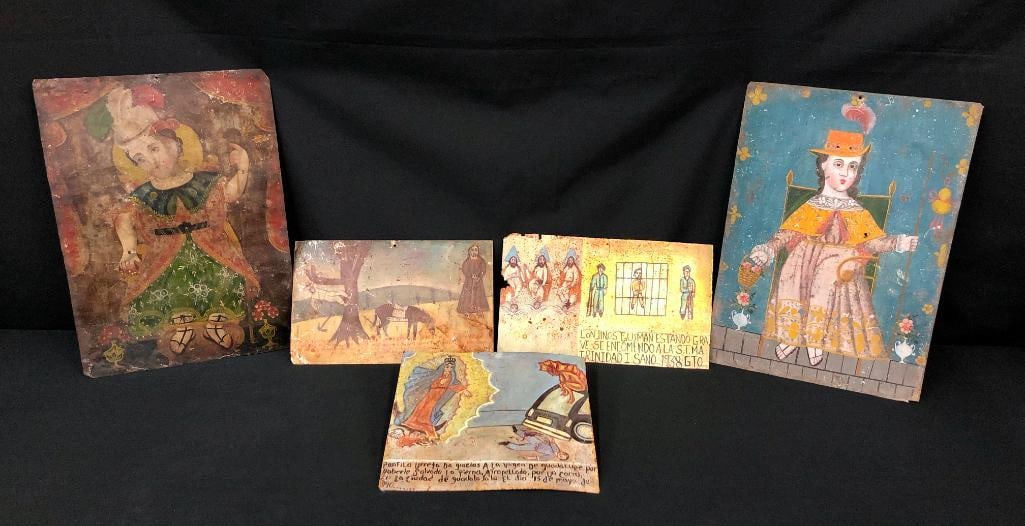 Group Of Five OId Mexican Tin Retablos (1 of 15)
