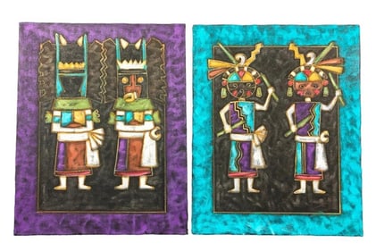 Two Hopi Paintings By Kevin Horace Quannie