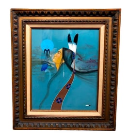 Nicely Framed Original Watercolor By Robert Redbird