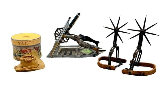 Unique Spurs, Ashtray, And Mini Hat Group