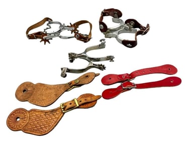 Group Of Three Pair Spurs And Four Pair Of Spur Straps