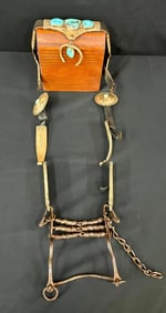 Antique Navajo Bridle With Turquoise