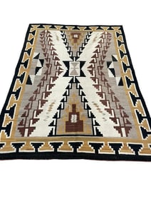 Large Two Grey Hills Themed Navajo Rug