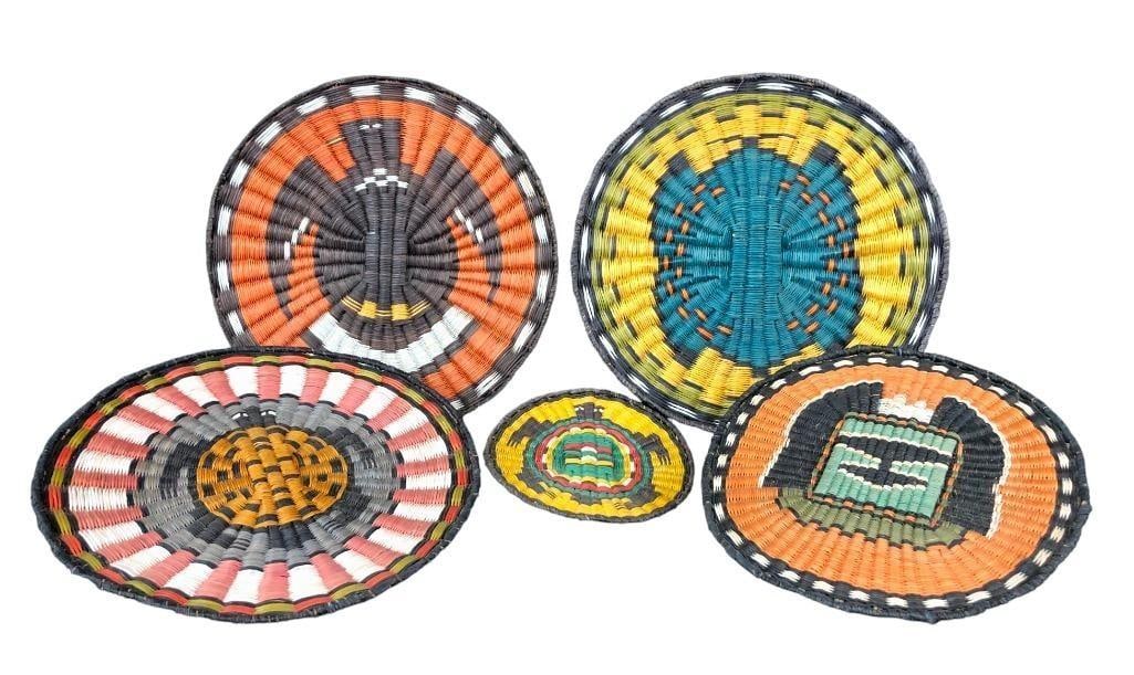 Five Vintage Figural Hopi Wicker Plaques (1 of 12)