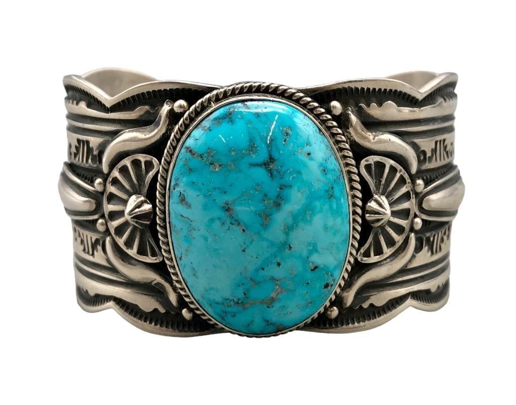 Nice Turquoise And Sterling Silver Bracelet (1 of 10)